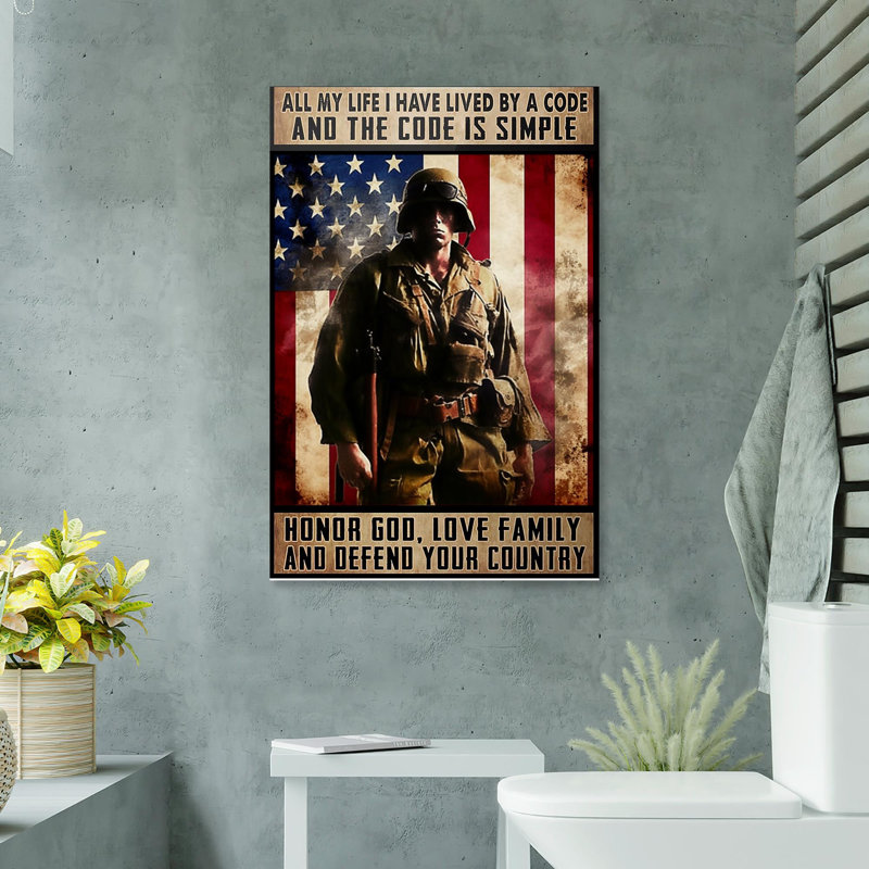 Soldat «All My Life I Have Lived By a Code», impression sur toile tendue, L 24 po x H 36 po
