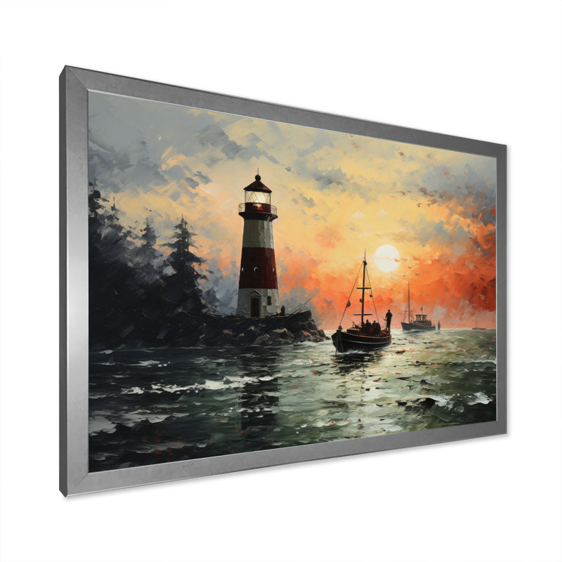 Port Pointillism - impression, Cadre simple argenté, H 34 po x l 44 po x P 1,5 po