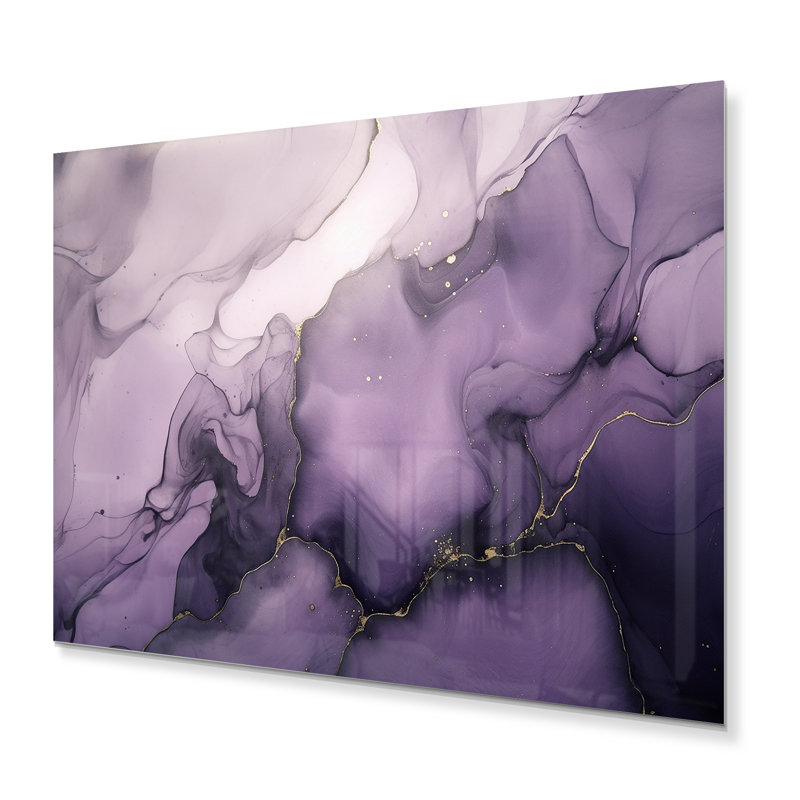 Nuage d'encre mauve et gris mauve - impression sur métal, H 34 po x l 44 po