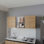 Armoire murale en chêne naturel naturel en mélamine avec 4 portes et rangement en verre