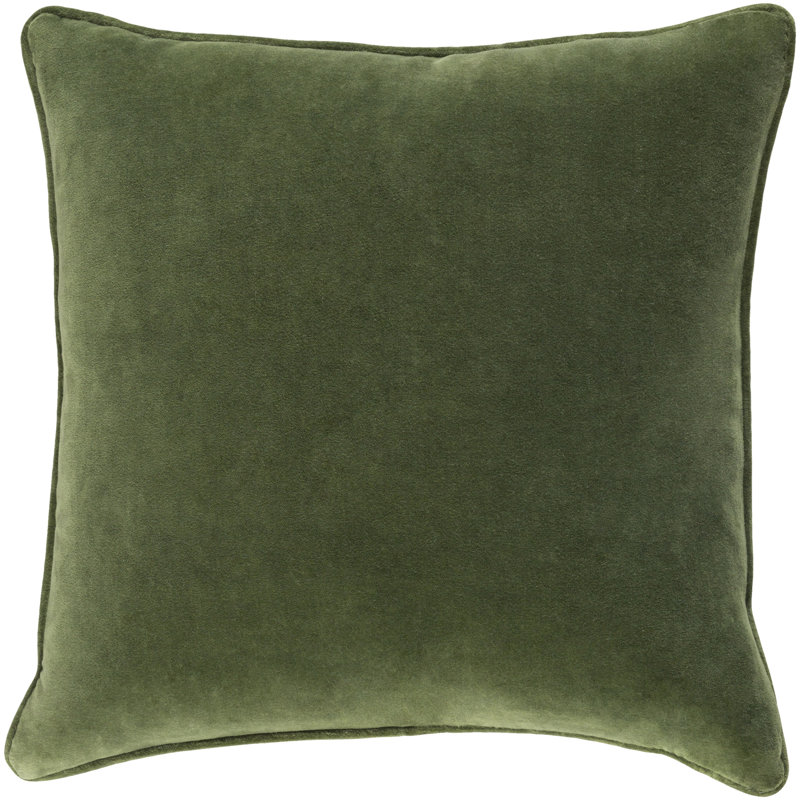 Safflower Green Velvet 18" Square Throw Pillow