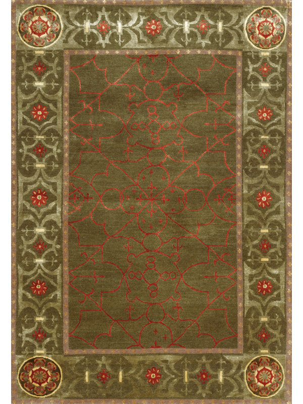 Castile Geometric Area Rug in Brown/Green/Copper, Rectangle 12' x 18'