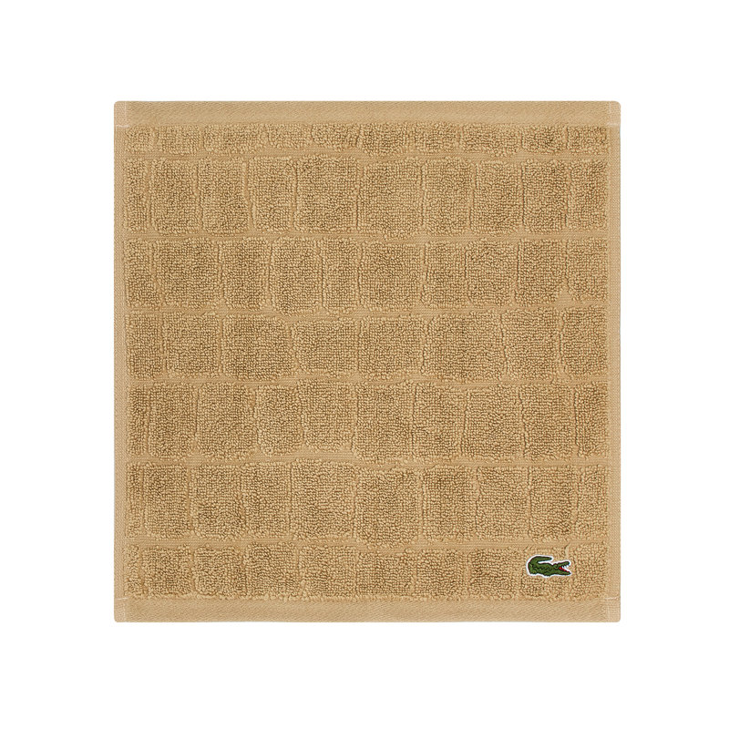 Lacoste Croc Scale 100% Cotton Jacquard Washcloth, Soft, Highly Absorbent & Low Linting Face Cloth with Embroidered Crocodile Logo, Surf Blue