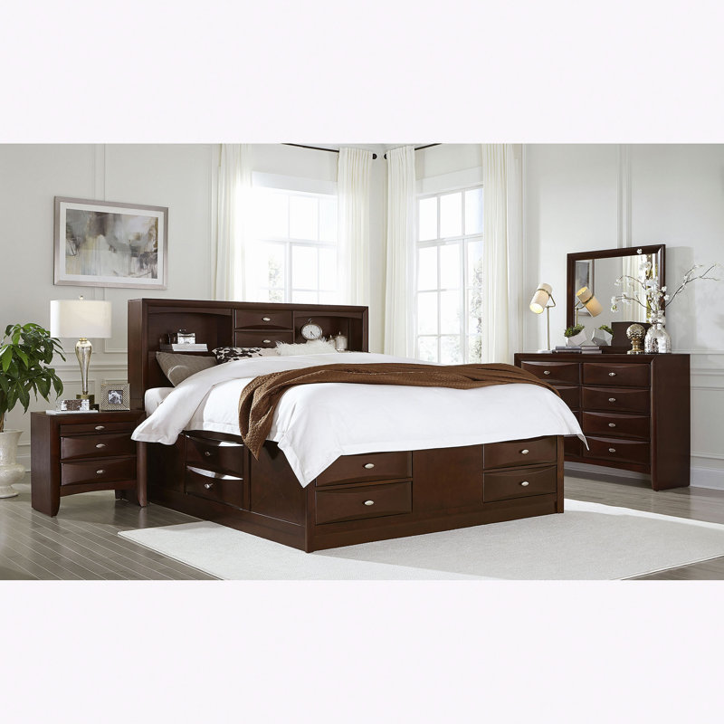 Lit Lucille Merlot, Walnut, Lit double