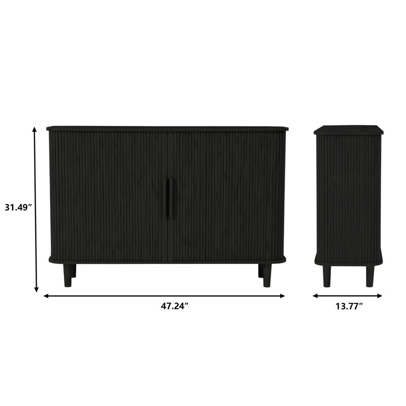 Armoire d'appoint avec portes coulissantes Zandon, Noir