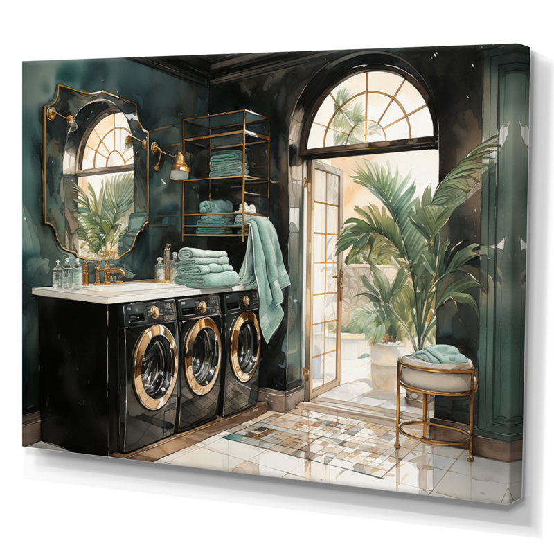 Laundry Room Art Deco I - reproduction sur toile, H 24 po x l 32 po x P 1 po, Toile tendue