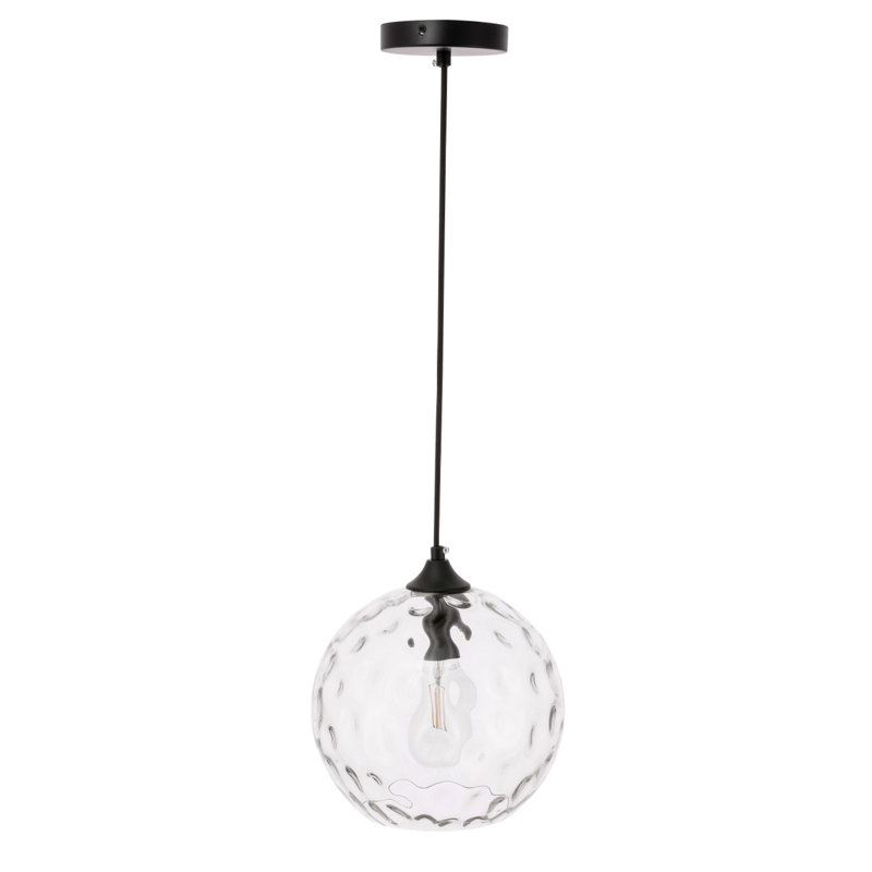 Luminaire suspendu sphère 1 lumière Douthit, H 10,3 po x l 9,8 po x P 9,8 po, Noir