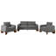 Ensemble de canapé modulaire moderne 3 pièces avec rembourrage bouclé et pieds en bois d'hévéa Irio-126144983