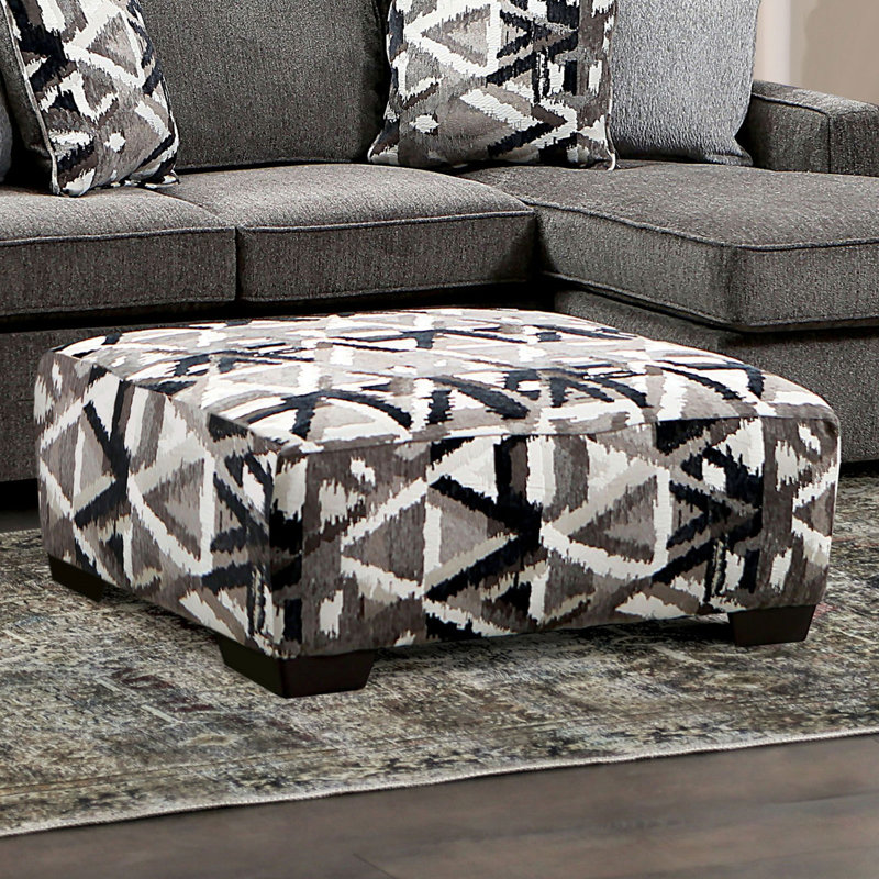 Repose-pieds carré de style contemporain, Brun / Gris