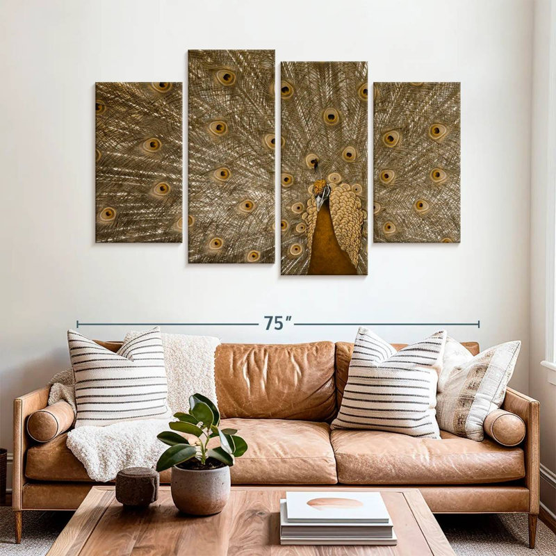 Brampt Peacock Feather In Full Display, 42" H x 68" W
