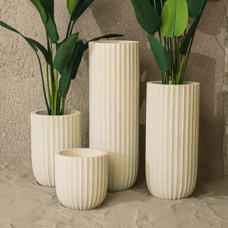 Pot à fleurs Ticuta 24 po, Beige