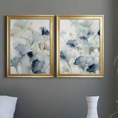 Indigo Ginkgo I, reproduction encadrée de qualité supérieure - prête à être accrochée