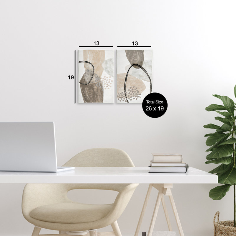 Ensemble de 2 plaques murales formes neutres ovales, design par Hannah Dawson, H 19 po x l 13 po