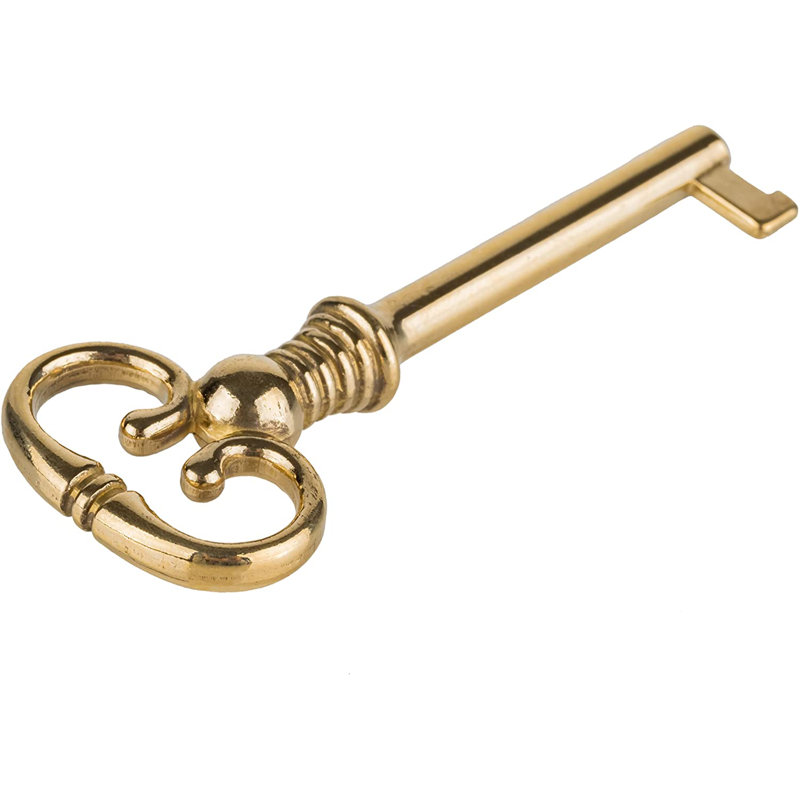 Antique Brass Hollow Barrel Skeleton Key for Furniture