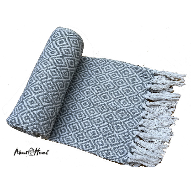 Cotton Throw, W127 x L152cm, Silver