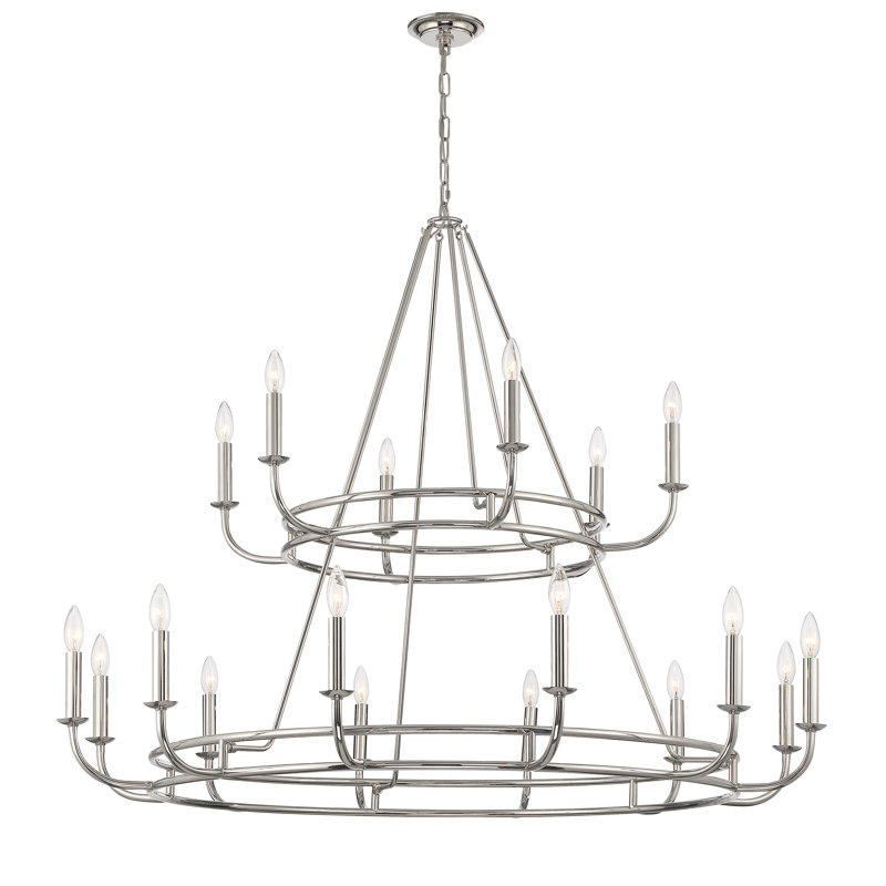 Marqua 18 - Light Wagon Wheel Chandelier, Nickel