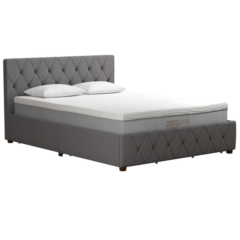 Upholstered Storage Bed, Double (4'6), Grey