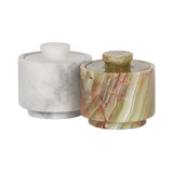 Handmade Marble Salt Sellar Set Of 2 Lidded