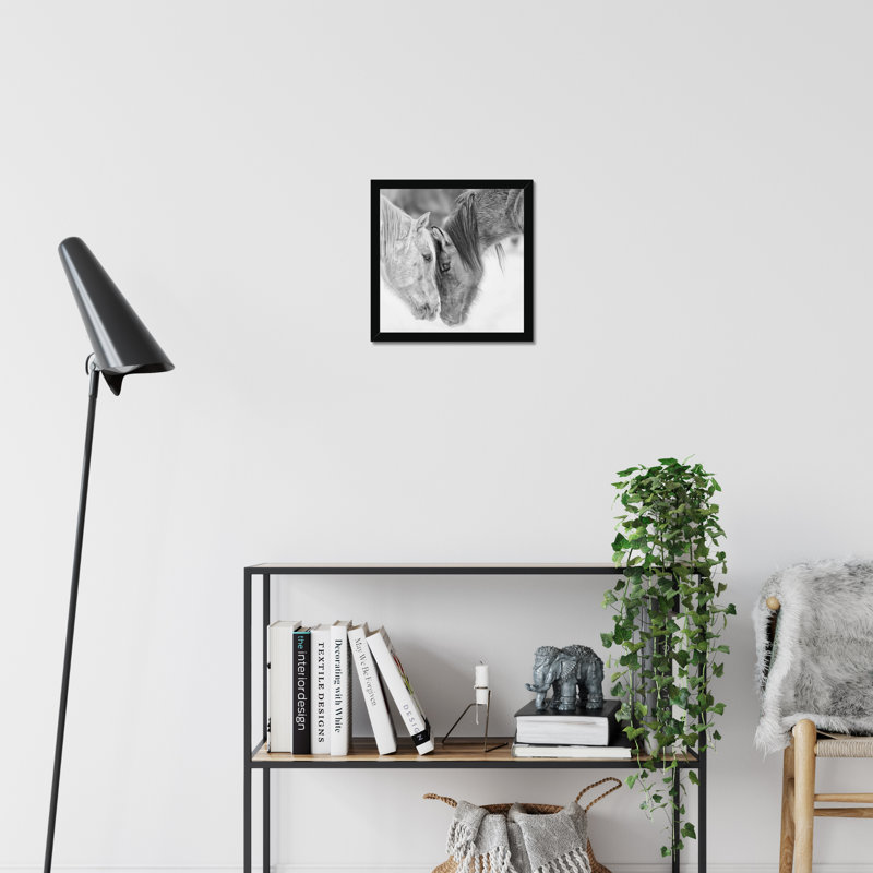 B&W Horses VII by PHBurchett - Print, 34cm H x 34cm W, Black Framed Paper Print