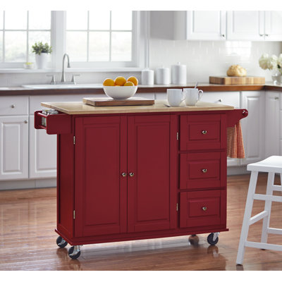 Hardiman 53.75" Kitchen Island with Locking Wheels by Three Posts