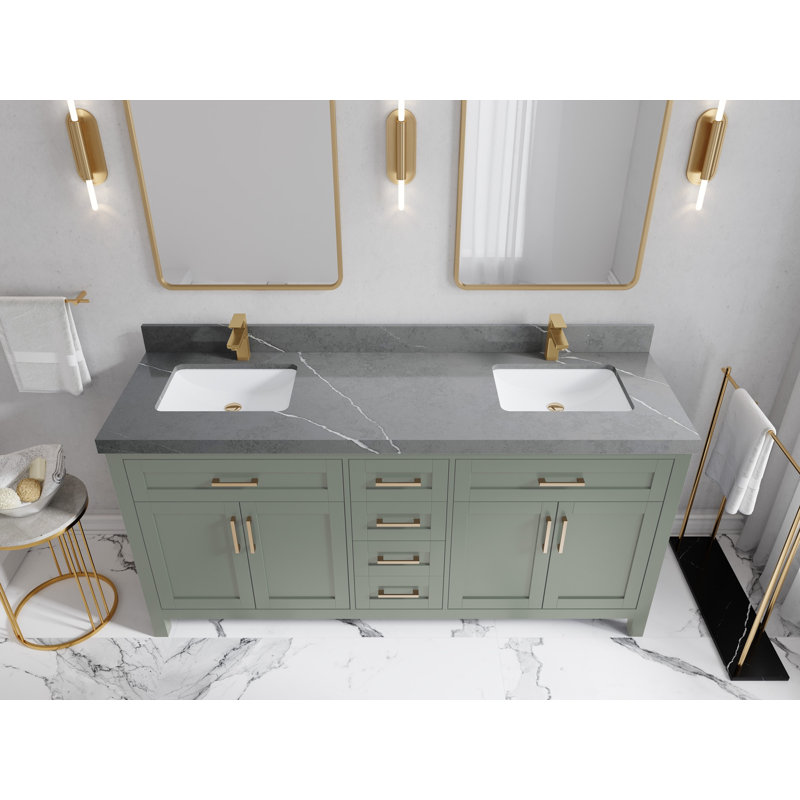 Cambridge 72'' Double Bathroom Vanity with Top, Piatra Gray