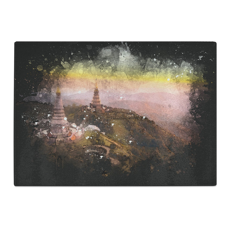 Tempered Glass Doi Inthanon Ban Luang Thailand Chopping Board, 28.5 cm x 39 cm