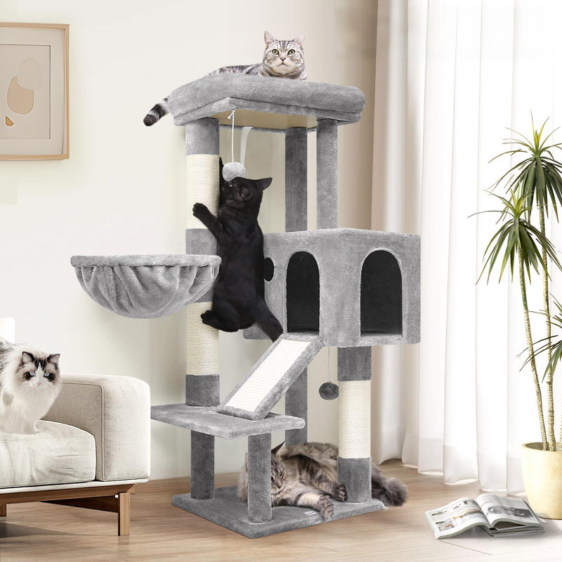 Grand arbre à chat à niveaux 45 po, Gris clair