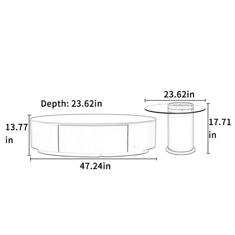 Table basse Modern, H 13,77 po x L 47,24 po x l 23,62 po