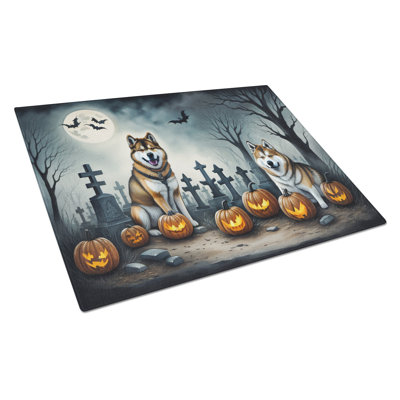 Akita Spooky Halloween Glass Cutting Board Large