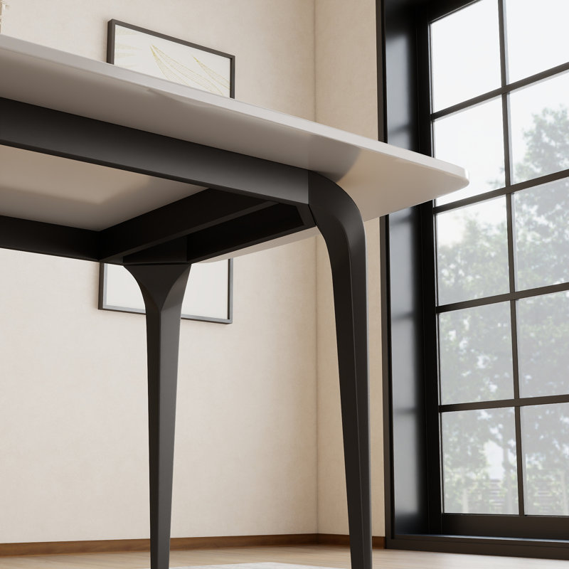 Ensemble table et chaises de salle à manger 6 personnes avec plateau en pierre frittée et revêtement en cuir PU., Pandora