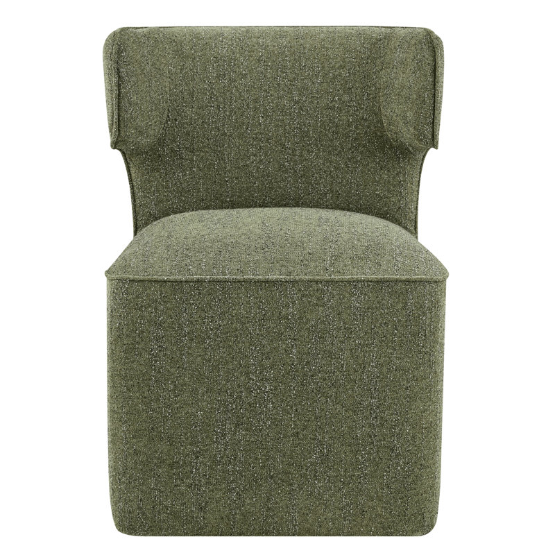 Chaise rembourrée avec roulettes Sardinia, Chenille vert forêt doux