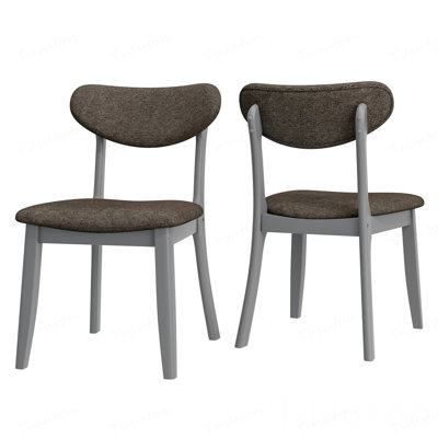 Chaise de salle à manger Dumfries en gris avec pieds en bois massif gris (ensemble de 2)