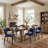 Modern Minimalist Dining Chair, Blue Upholstered Fabric Chair With Splayed Steel Frame And Foam Cushion​​-1689115918