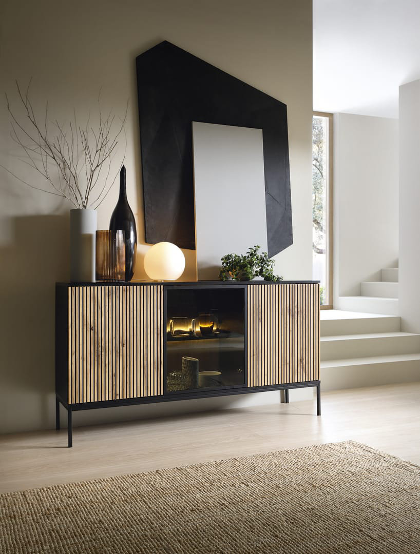 Sleek Sophistication: Deette Sideboard Cabinet with Illuminated Glass Display
