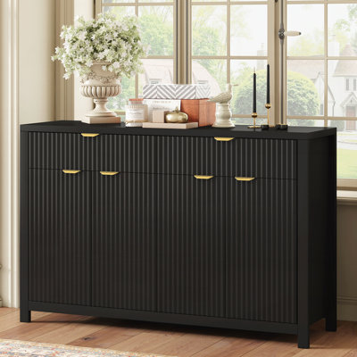 Buffet moderne avec 2 tiroirs et 4 portes, 3 tablettes réglables