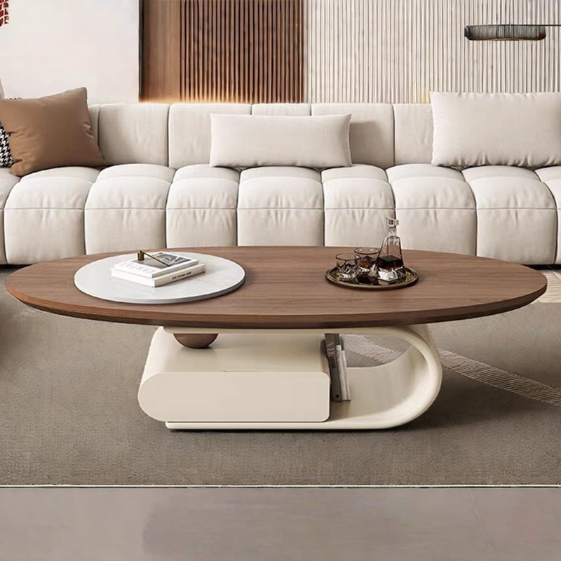 Creamy style modern simple coffee table, 16.53" H x 55.11" L x 27.55" W