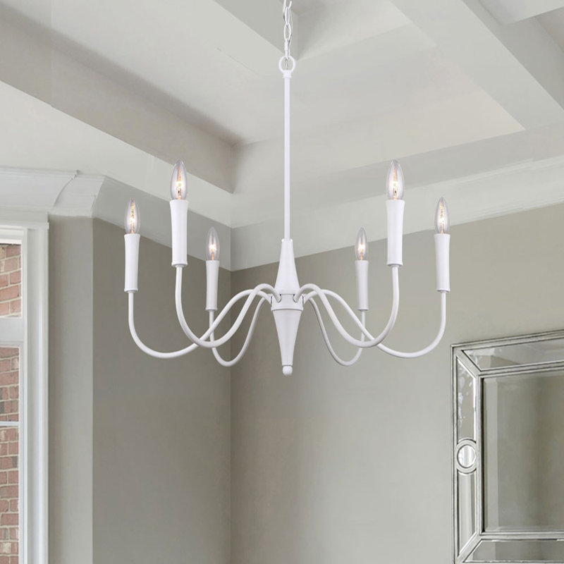 6 - Light Dimmable Classic / Traditional Chandelier, White