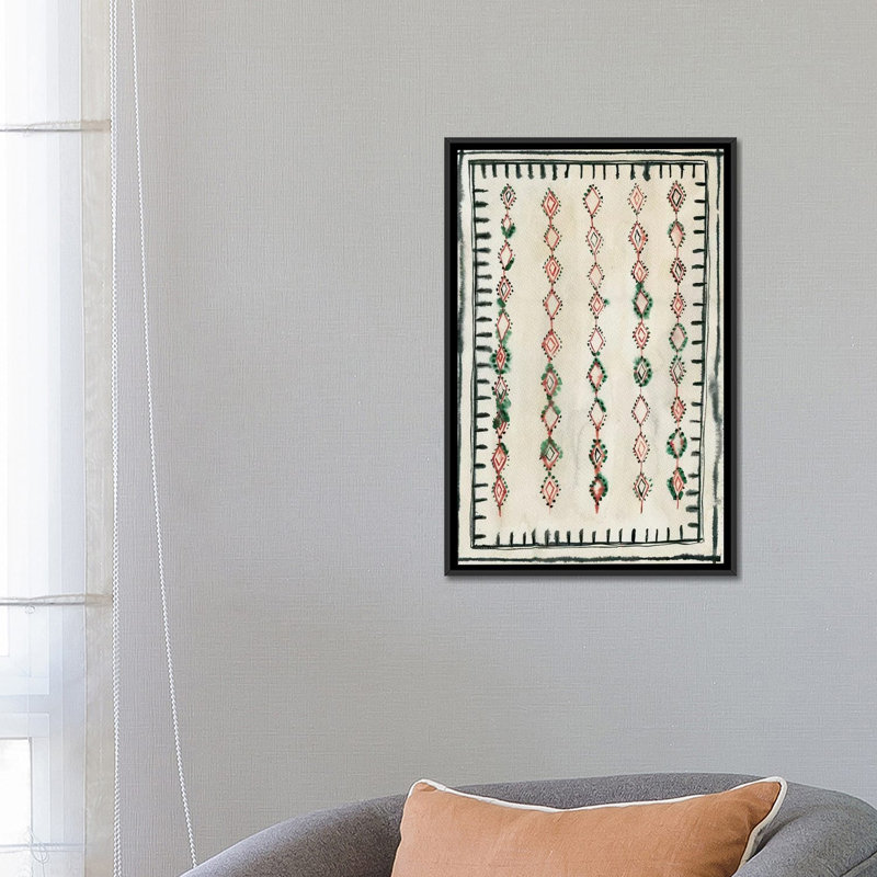 "Tapis marocain II" par Albina Bratcheva-impression d’art graphique, H 26 po x l 18 po x 1,5 po, Toile avec cadre noir