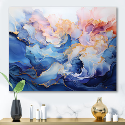 Rêve d'encre rose et bleue sur toile