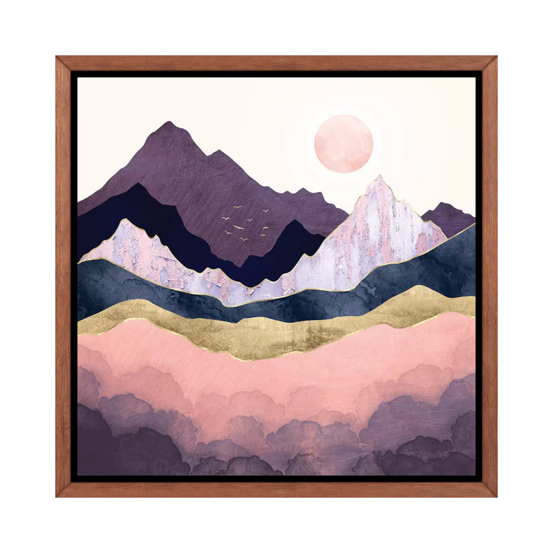 Mauve brume - imprimé, Cadre flottant brun, H 18 po x l 18 po x 1,5 po