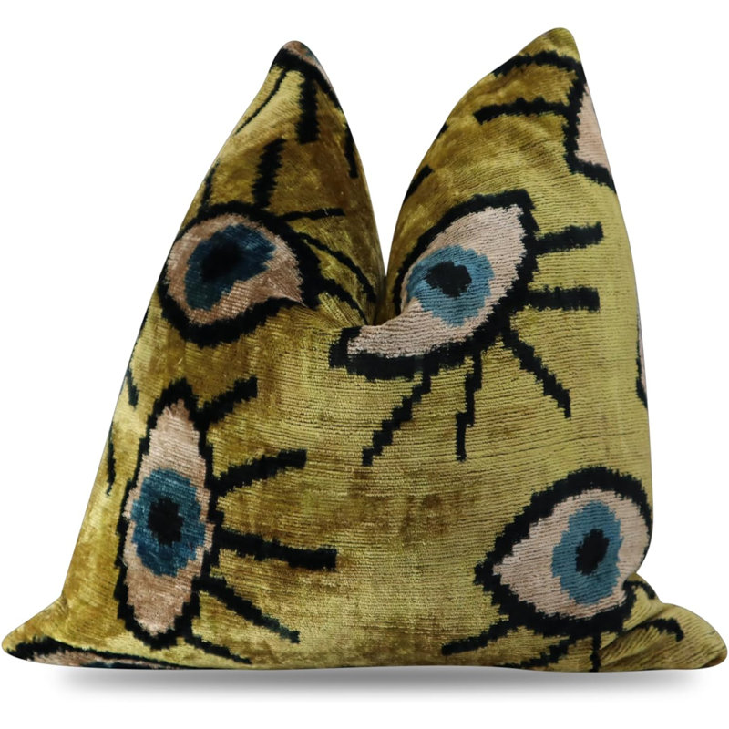 Velvet Square Pillow Cover & Insert, Yellow