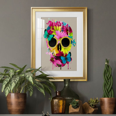 Crâne floral - peinture encadrée
