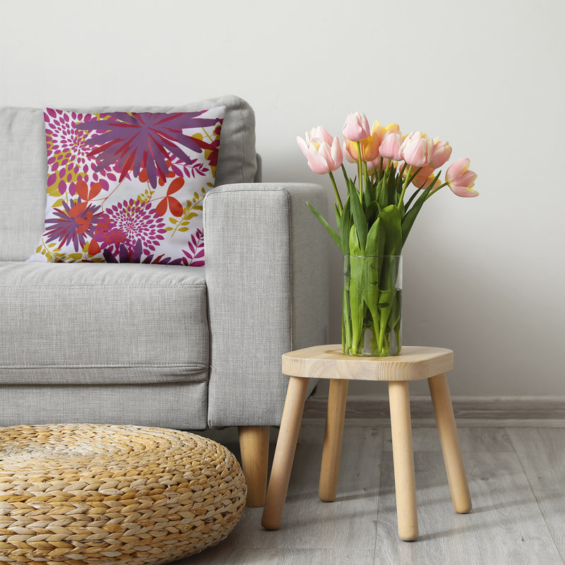 Coussin décoratif en polyester floral, H 20 po x l 20 po, Carré
