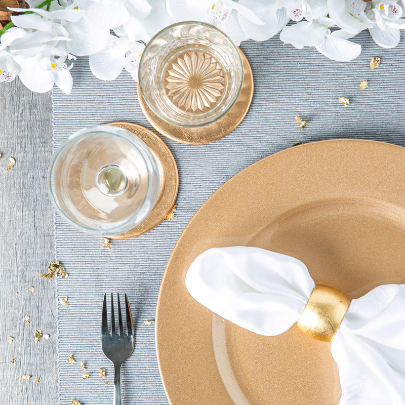 Argon Tableware - Melamine Charger Plates & Coasters - 12 Piece Set, Gold