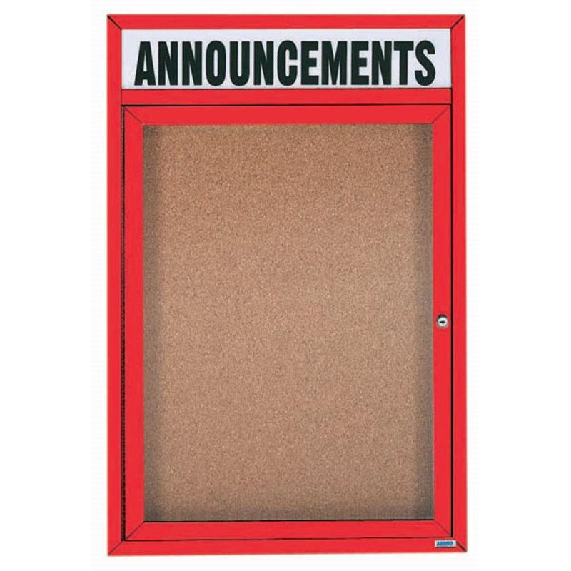 Tableau d'affichage mural illuminé et fermé, Rouge thermolaqué, Un, H 36 po x l 24 po