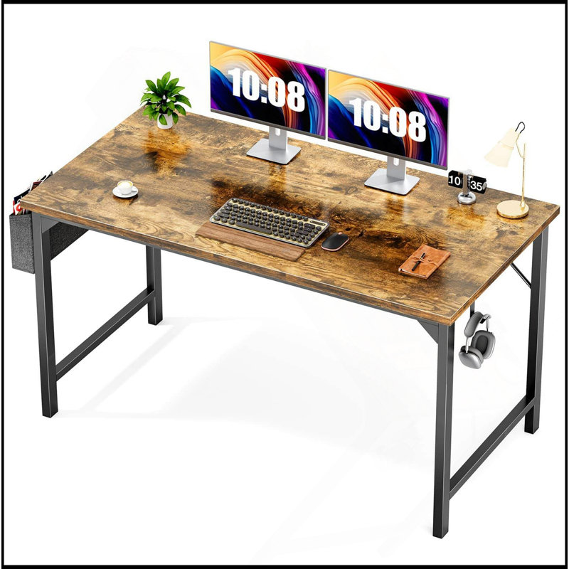 Bureaux de travail modernes en bois de style simple avec rangement, Brun rustique, H 29,8 po x l 31,5 po x P 19,7 po