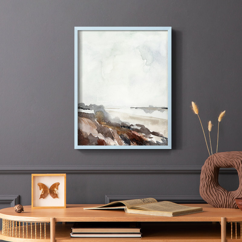 Coastal Inlet Study II, reproduction encadrée - bois massif, Bleu, H 10 po x l 8 po