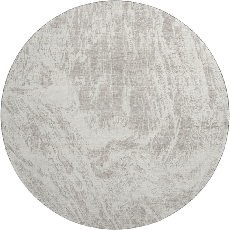 Premium Machine Washable Prisco Beige Rug, Round 8'