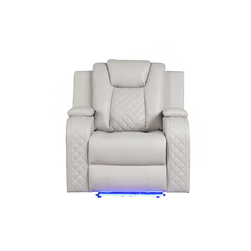 Fauteuil inclinable électrique à DEL en similicuir, Beige
