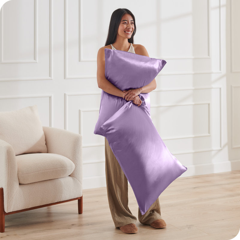 Soft Poly Satin Pillowcase Set, Lavender, Standard Pillowcases